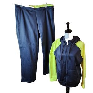 Danskin Now Track Suit Set Womens Plus 2XL (20-22) Grey & Lime Hoodie & Pants